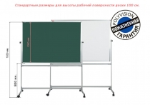 Комбинированная антибликовая доска передвижная поворотная 100х150 см алюминиевый профиль Комбинированная антибликовая доска передвижная поворотная 100х150 см алюминиевый профиль